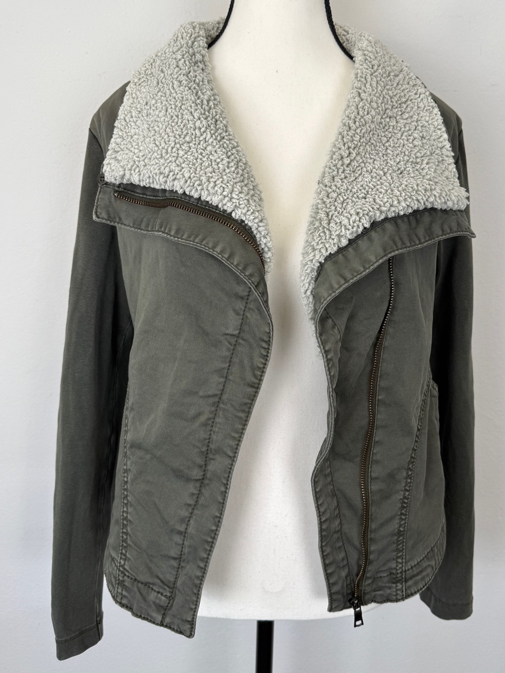 Marrakech Size Small Olive Green Sherpa Moto Jacket